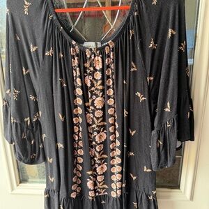 Style & Co. Black Top with Floral Accents